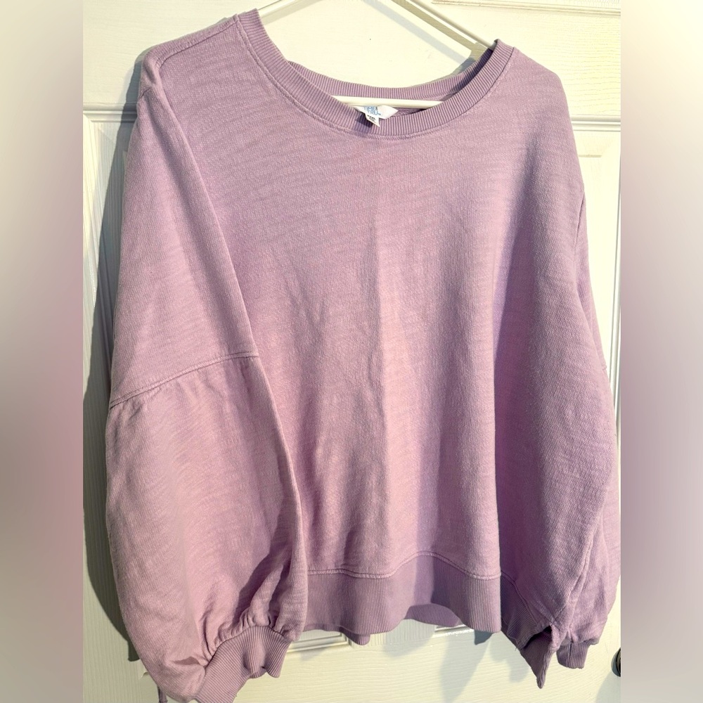 Light Purple Puff Sleeve Pullover Top XXXL(22)